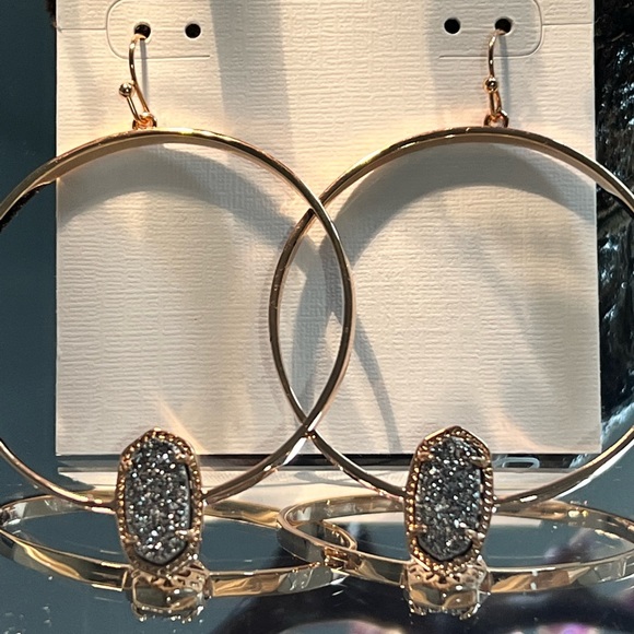 Kendra Scott Jewelry - NWT Kendra Scott RARE Elora Earrings Rose Gold Platinum Drusy Super Sparkly!